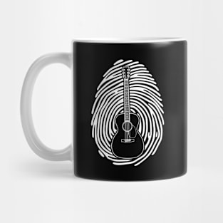 Fingerprint Acoustic Guitar Outline Dark Theme Mug